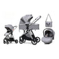 3-in-1 baby stroller, high landscape stroller, equipped with car seat, mom bag, one click folding, can sit and lie down