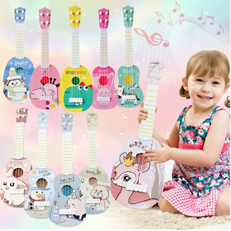 1PC 36cm Mini Guitar Children's Simulated Musical Instrument Ukulele Gift Can Play Early Education Enlightenment Music Player