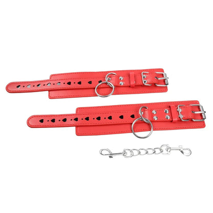 Detachable Heart Shape PU Leather Bondage Cuffs for Wrist And Ankle Adult Fetish BDSM Toy for Couples Men Women
