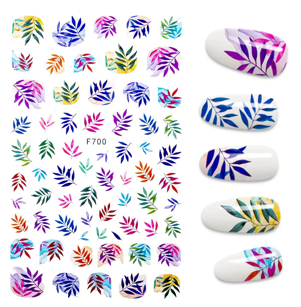 Black and White Love Flowers Line Art 3D Stickers Nail Decals Nail Art Accessories Butterfly Rose Nail Stickers Nail Sliders