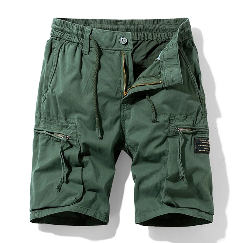 Men Summer New Multi Pockets Cotton Cargo Shorts Men Fashion Solid Quick Dry Joggers Shorts Pants Outdoor Breathable Shorts Male