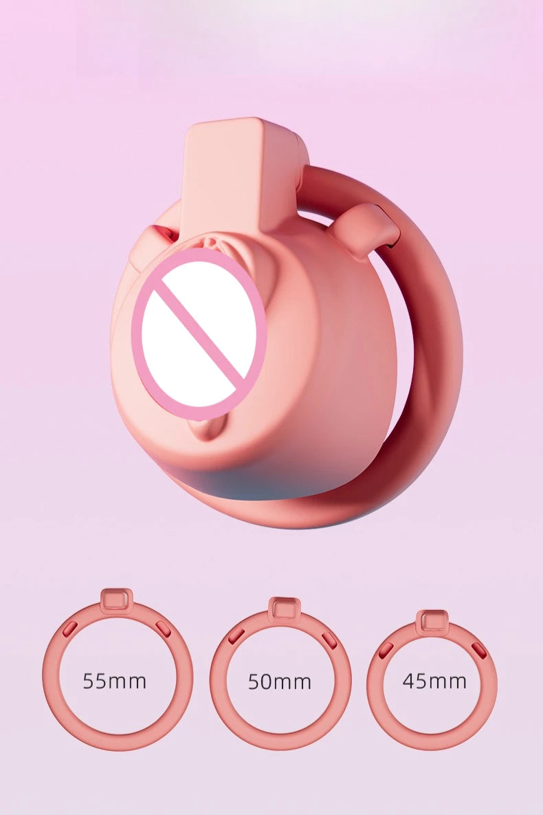 New Sissy Simulation Vagina Chastity Cock Cage Sex Toy with 4 Size Cock Ring Bdsm Penis Urethral Lock Adult Toy for Men