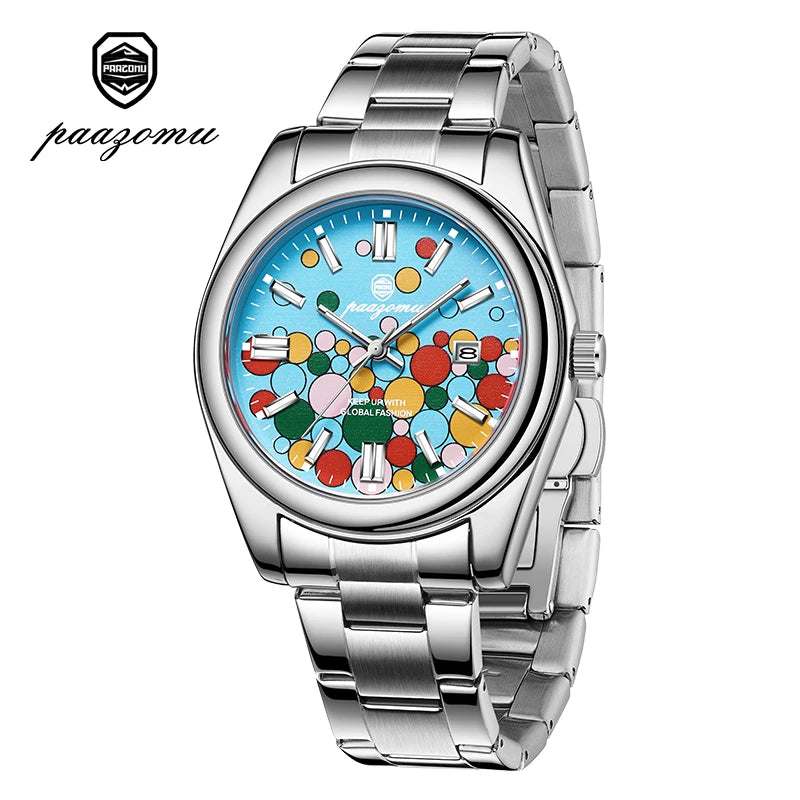 2026 PAAZOMU Fashion Men Stainless Steel Watch Luxury Calendar Quartz Wrist Watch Business Watches Man Clock relogio masculino