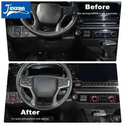JIDIXIAN Car Center Console Knob Decoration Ring for Chevy Silverado 2022 2023 Up Central Control Knobs Cover Inner Accessories