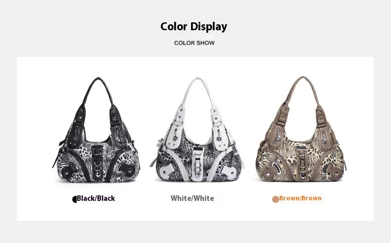 Angelkiss Women Handbags Leopard Bag Top-handle Handbag Fashion Satchel Dumpling Pack Shoulder Bag Tote Bag Hobos Large Purse