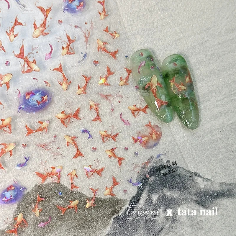 Colorful Bagful Jellyfish Bubbles Swimming Rings Rainbow Stars Ocean Starfish Self Adhesive 5D Nail Art Sticker Manicure Decal