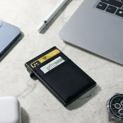 Unisex Anti Rfid Blocking Protected ID Credit Magic Card Holder Men Thin Slim Minimalist Smart Wallets Metal ID Cardholer Case