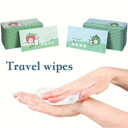 100/200 Portable Travel Wipes - Made of Non-Woven Fabric, a Must-Have for Camping and Outdoor Hygiene, Featuring Cartoon Designs and a Tissue Box, Suitable for Hiking, Picnics, and Travel, with Fun Packaging and Safe Packagin