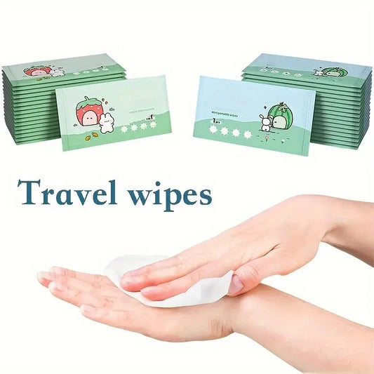 100/200 Portable Travel Wipes - Made of Non-Woven Fabric, a Must-Have for Camping and Outdoor Hygiene, Featuring Cartoon Designs and a Tissue Box, Suitable for Hiking, Picnics, and Travel, with Fun Packaging and Safe Packagin
