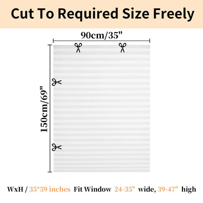No Drill Blinds Stick on Curtains Blinds for Bedroom Kitchen Bathroom Windows Light Filtering Privacy Protection with Clips