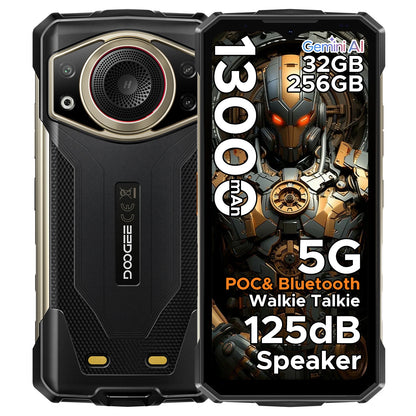 DOOGEE Fire 7 Ultra 5G Rugged Phone POC Walkie Talkie Mobile Phone 13000mAh Battery 32GB RAM (8+24) 256GB ROM Dimensity 6300 NFC