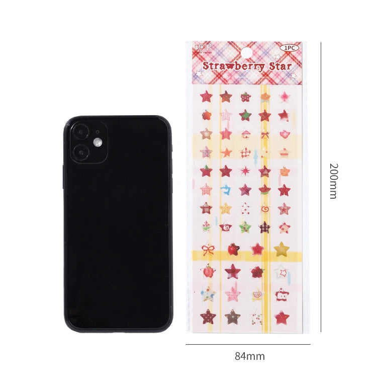 4 Designs Candy Star Series Lovely Five Point Star Theme Resin Stickers for Scrapbooking DIY Frame Collage Decoration