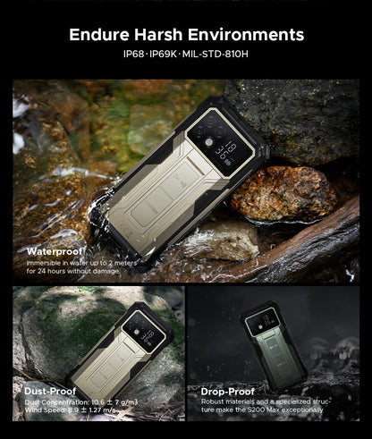 DOOGEE S200 Max 5G Rugged Phone 1.32" Rear Display Dual light Flashlight 22000mAh Battery 66W 6.72” 120Hz 16GB 512GB Smartphone