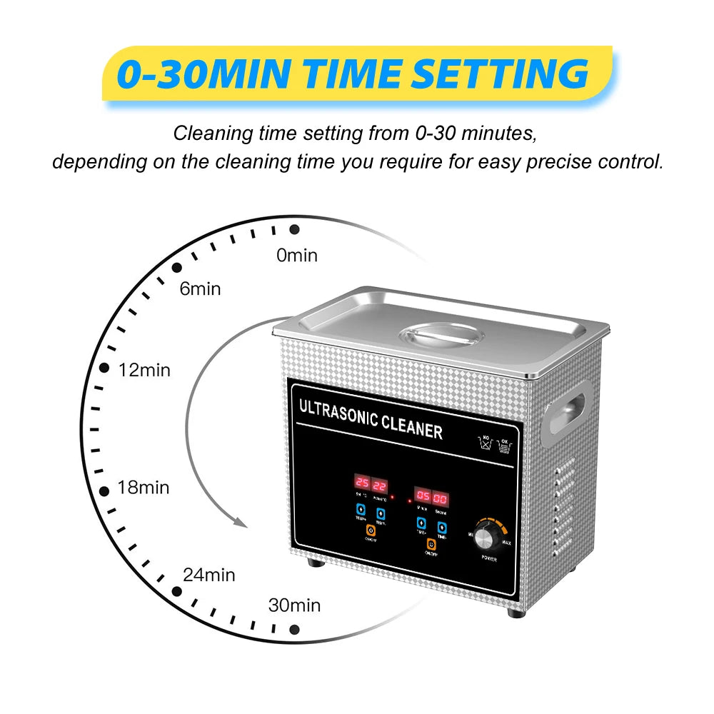 Ultrasonic Bath 3.2L 180W Cleaner Machine Power Adjust Hot Water Cleaning Bath Oil Nozzle Spark Plug Small Fuel