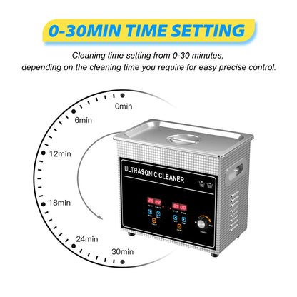 Ultrasonic Bath 3.2L 180W Cleaner Machine Power Adjust Hot Water Cleaning Bath Oil Nozzle Spark Plug Small Fuel