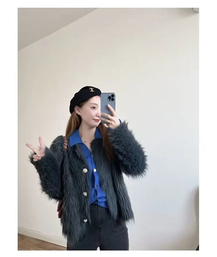 Imitation Mink Cashmere Knitted Cardigan Sweater Coat Women Autumn And Winter 2023 Popular European Soft Cardigan Sweater Female