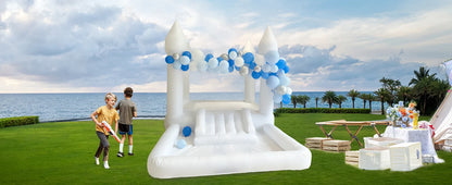 Oxford Jumping Bouncy Castle Bouncer for Wedding Party with Carrying Bag Repair kit Inflatable White Bounce House Professional