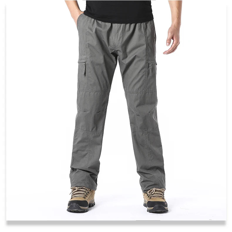 High Quality Men's Cotton Cargo Pants Casual Multiple Pocket Tacitcal Pants Spring Autumn Outdoor Camping Hiking Work Pants
