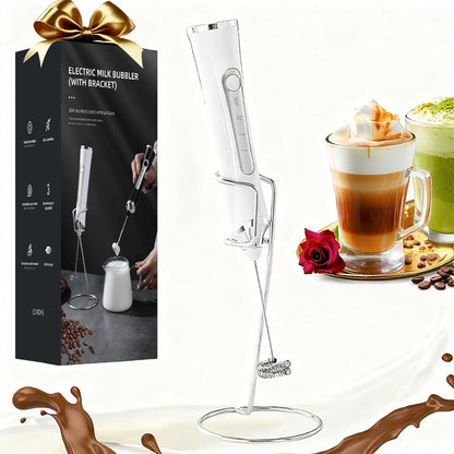 Milk Frother Rechargeable Handheld 3 Speed With Stand Electric Foam Maker, Drink Mixer Cappuccino Matcha Housewarming Gift Idea