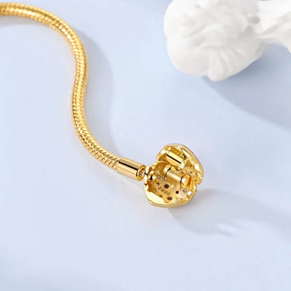 Original Bracelet 925 Sterling Silver Charm Bracelet 17-20CM Golden Heart Love Key Clover Bracelet Bangle Women Jewelry Gift