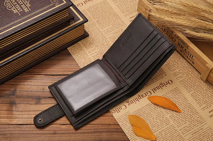100% Genuine Leather Men Wallets Premium Product Real Cowhide Wallets for Man Short Black Walet Portefeuille Homme