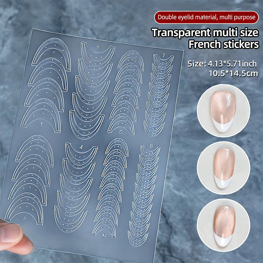 1pcs French Tip Guide Hollow Grid Nails Stencils Decals Self-Adhesive French Lines Nail Stickers Nail French Tips Guide Tools S@