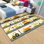 Construction Car Print Area Rug Washable Carpets for Kids Bedroom Living Room Kitchen Entrance Mat Non Slip Flannel Mats