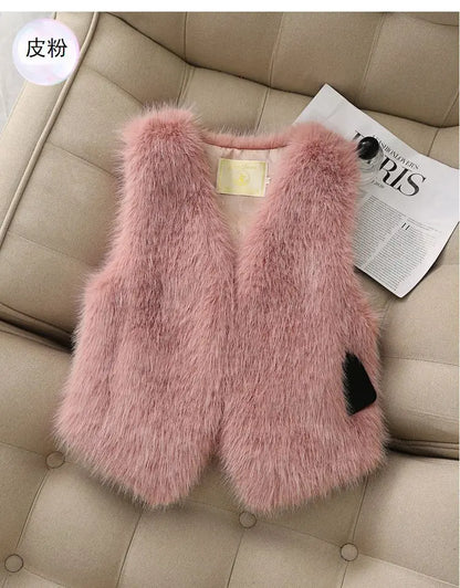 Autumn winter Imitation Fox fur vest Jacket For women Fashion Thick V-neck sleeveless Coat Female Short Faux Fur Waistcoat Tops