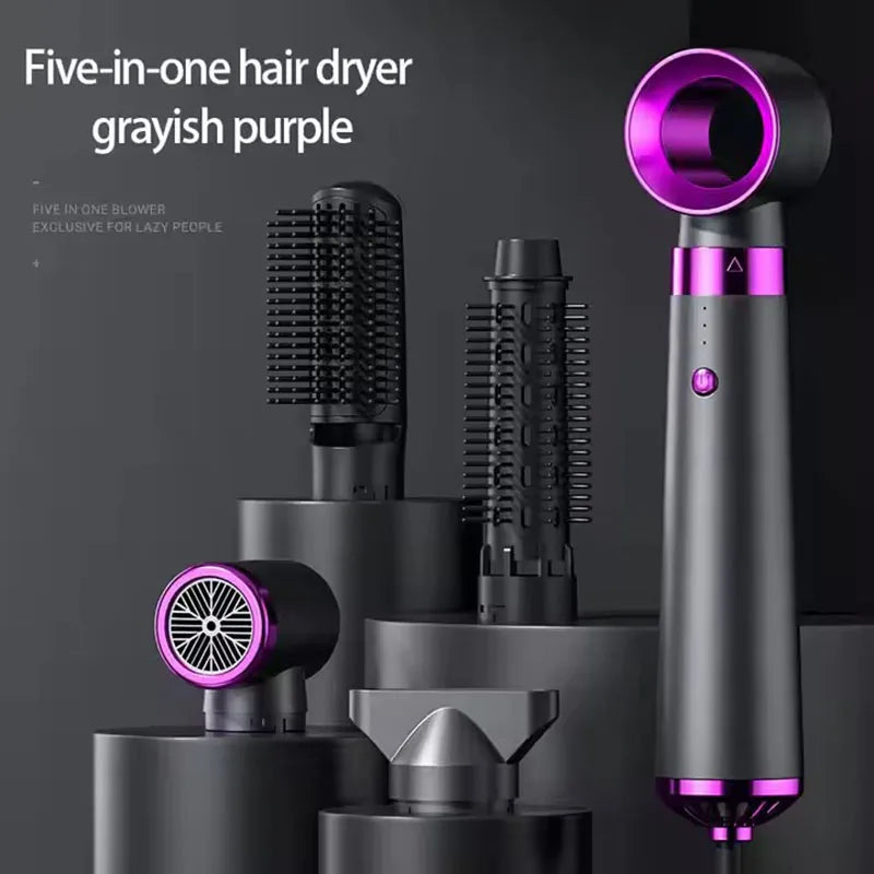 HOMEFISH 5-in-1 Electric Hair Dryer with Automatic Straight & Curling Iron Hot Air Comb & Diffuser for Outdoor Use AC Motor