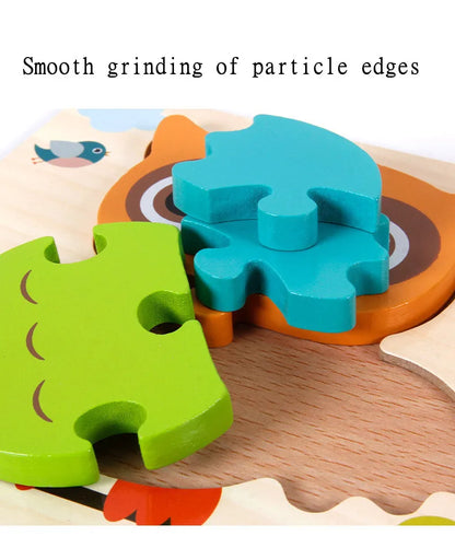 High Quality 3D Wooden Puzzle Baby Cartoon Animal Traffic Jigsaw  Early Learning Cognition Game Puzzle Toys for Children