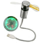 Portable Clock Fan RGB LED Night light 5V USB Hand Fan Real Time Temperature Display Metal Mini Fan for PC Laptop Desktop Cooler