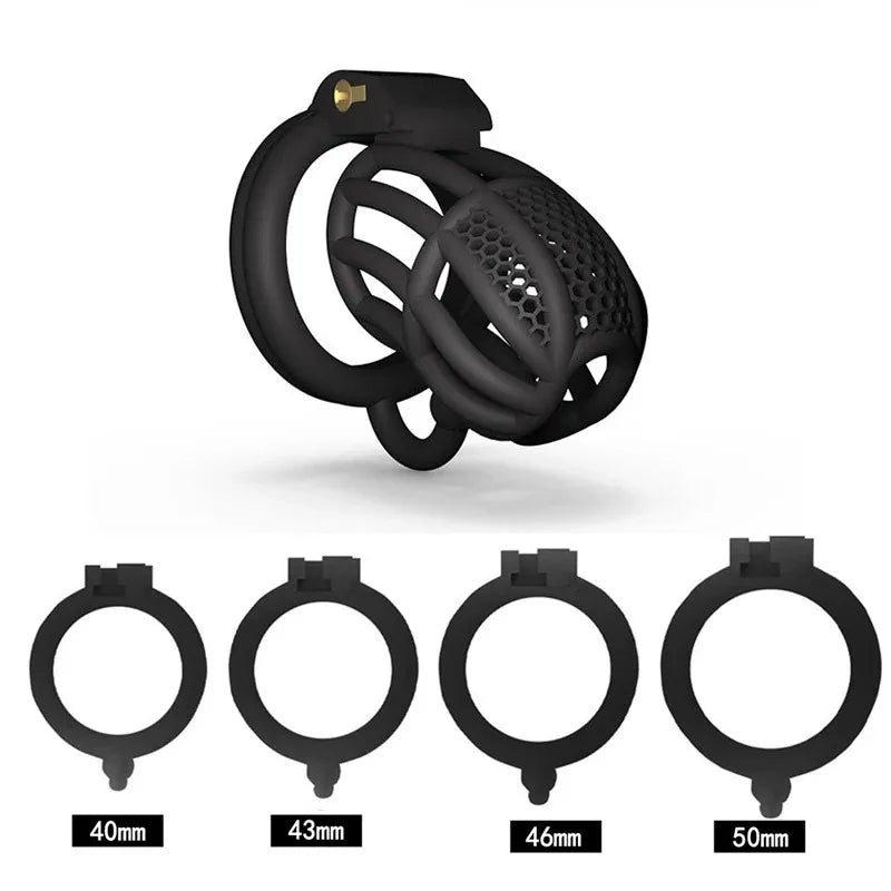 BDSM Chastity Cage 4 Size Ring Penis Cage Device Femdom Restraint Penis Lock Breathable Urethral Lock Bondage Device for Men