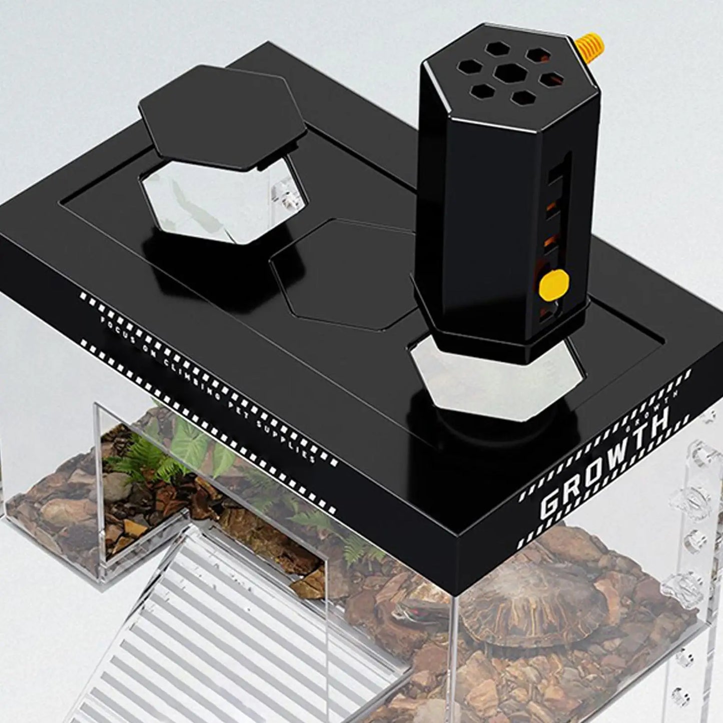 Over Tank Turtle Basking Land Pet Turtle Tank Basking Dock with Lid Reptile Resting Land Aquatic Turtle Basking Platform