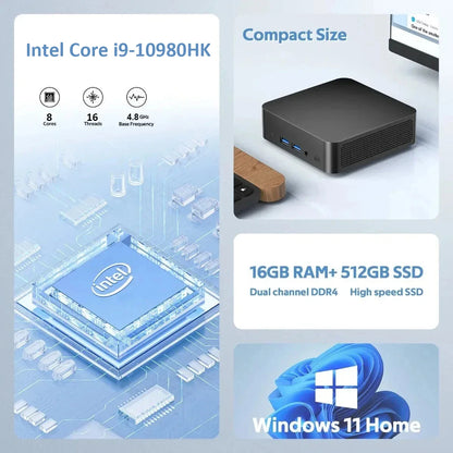 2026 Brand New Intel Core I9-10980HK Windows 11 Pro 32GB RAM 1TB SSD Gaming I9 Computer WiFi 6 USB3.0 Mini Desktop Computer PC