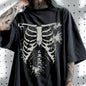 Dark Style Skull Print Large T-shirt Men's T-shirt Summer New Item Suitable for Both Men and Women Casual T-shirt