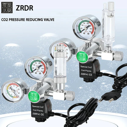 Aquarium DIY CO2 Regulator Solenoid Bubble Counter CO2 Control System Reaction Waterproof Fish Tank CO2 Pressure Reducing Valve