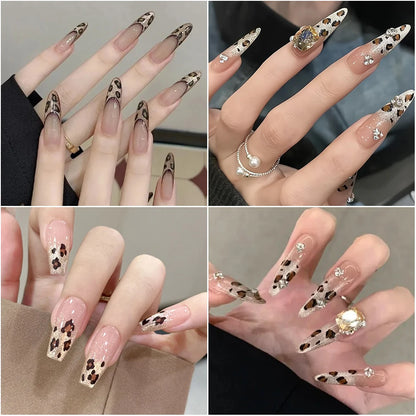 5D Pink Leopard Print Nail Art Stickers 8x10cm Pink/Black/Brown Leopard Nail Decal DIY Manicure Adhesived Leopard Slider