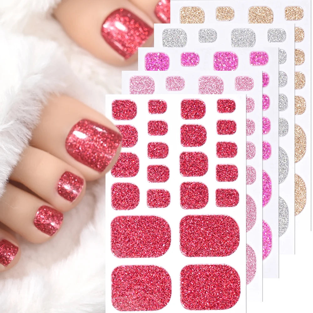 5Sheets Yellow Daisy Toenail Sticker 110Tips Full Cover Baking Free Toe Nail Wraps Elegant Flower Self-Adhesive Toe Polish Strip