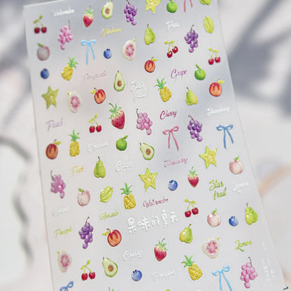 5D Summer Ocean Nail Stickers Seaside Vacation Colorful Fish Bubble Starfish Little Octopus Nail Decal Fresh Sea Manicure Decor