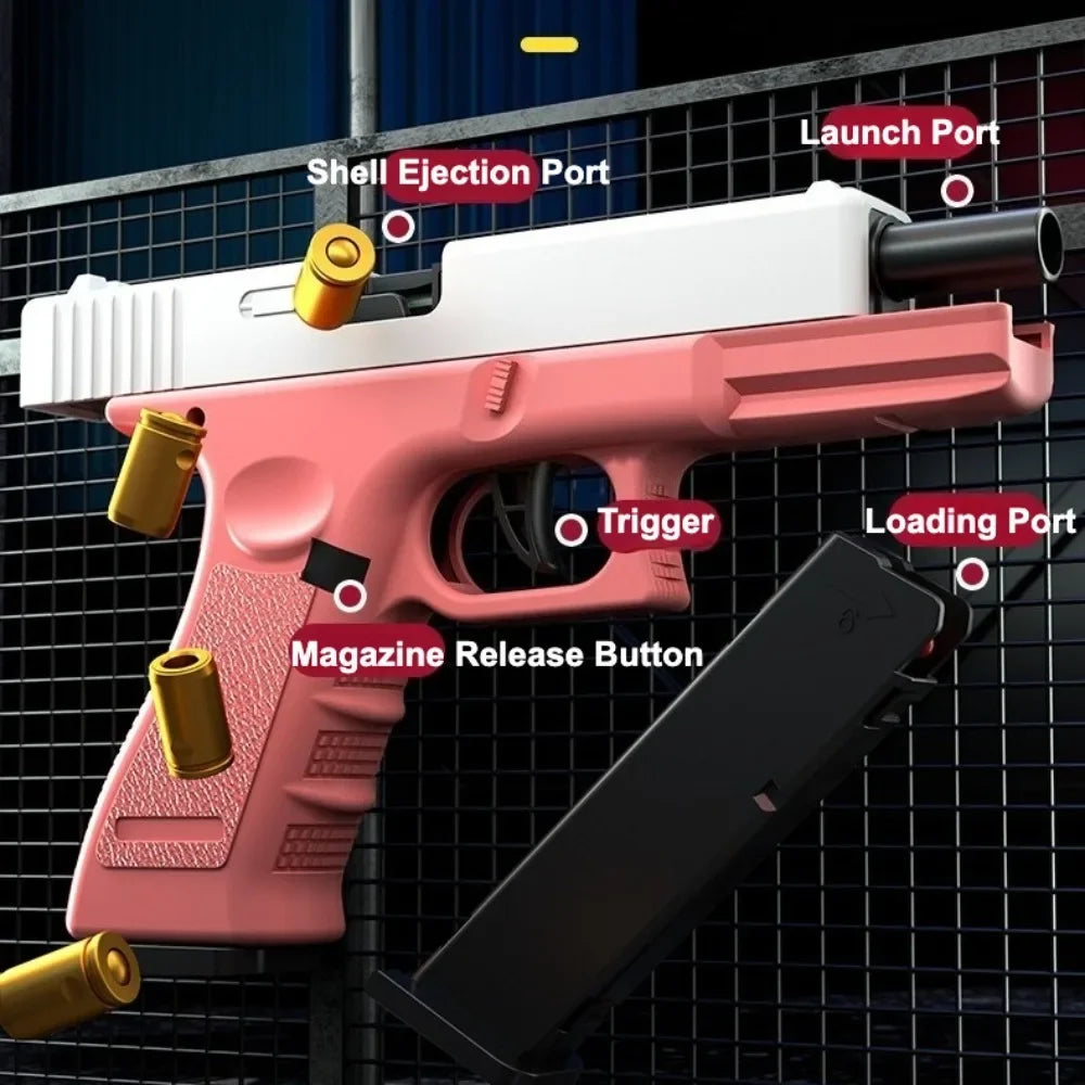 Mechanical G17 Soft Bullet Toy Gun Shell Throwing Continuous Firing Launcher Model Outdoor Sports Shooting Games for Children