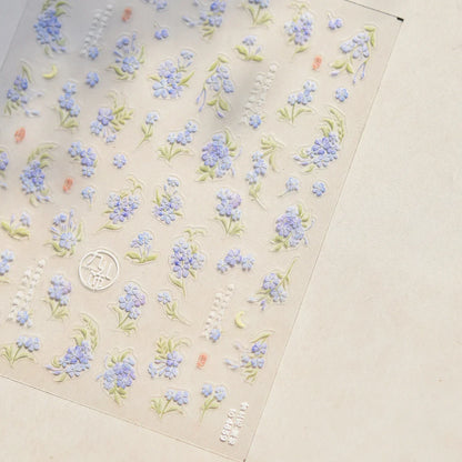 White Flower Petal Cherry Blossom Peach Blossom Falling Petal Floral Gradient 5D Self Adhesive Nail Art Sticker Manicure Decals