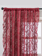 Vintage Burgundy Lace Sheer Curtains, Rod Pocket Ruffled Lace Window Curtains for Living Room Bedroom