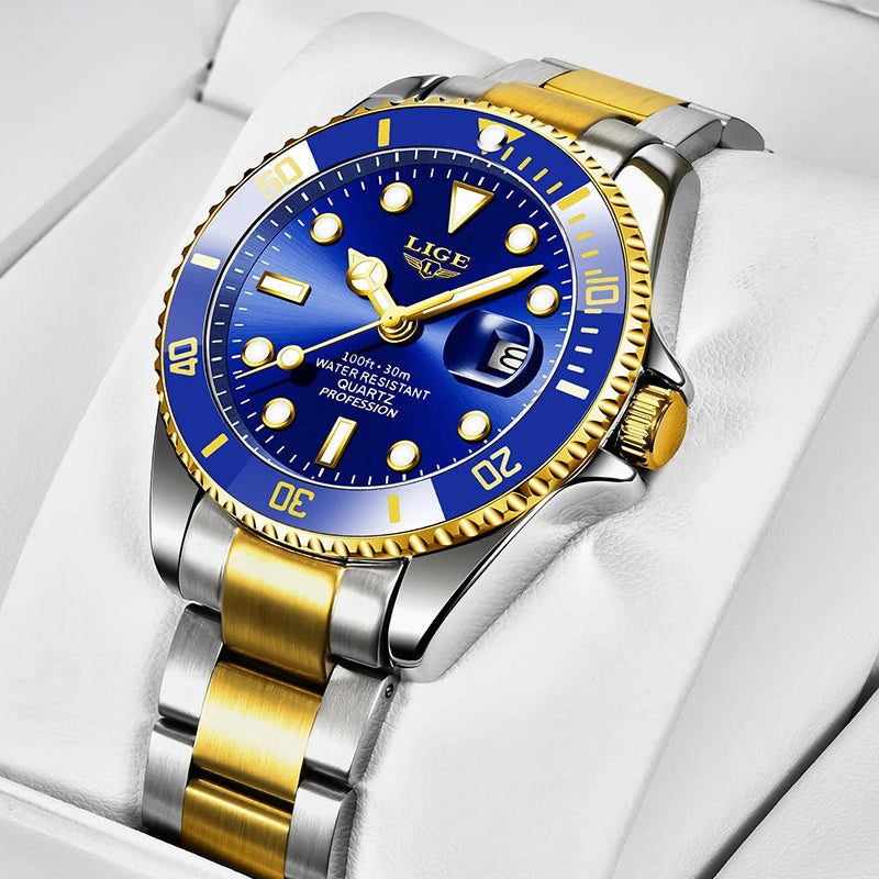 LIGE Top Brand Luxury Fashion Diver Watch Men 30ATM Waterproof Date Clock Sport Watches Mens Quartz Wristwatch Relogio Masculino