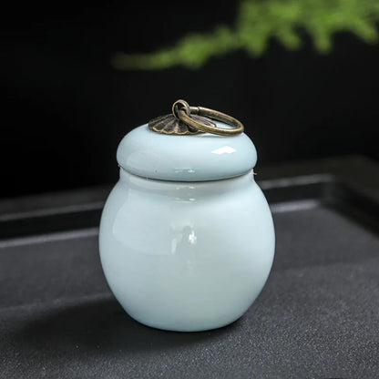 C18 Mini Ceramic Memorial Pet Urn Portable Airtight Container for Dog Cat Ashes Pet Hair Tiny Keepsake Storage Memorials Gifts