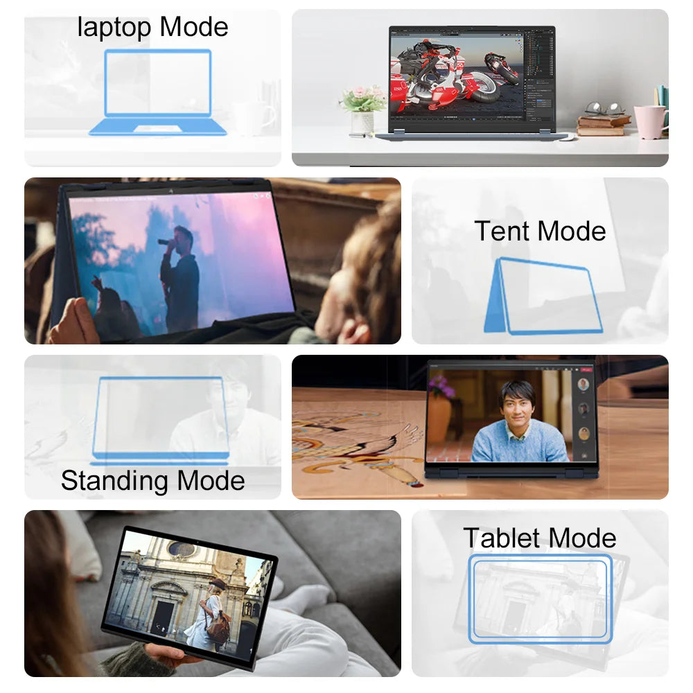 Ninkear YBOOK 15 Laptop 15.6 Inch 360° Flipable Touchscreen 16GB+512GB 2-in-1 Yoga Mode AMD Windows 11 Notebook 360° Flipable