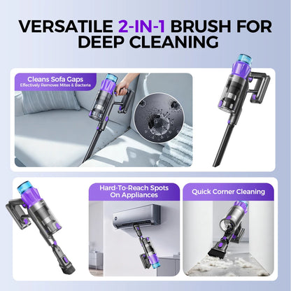 RedKey P9 Pro 650W 75KPA Suction Power Cordless Vacuum Cleaner 70 Mins Runtime Versatile Stick Vacuum for Home&Car Floor Cleaner