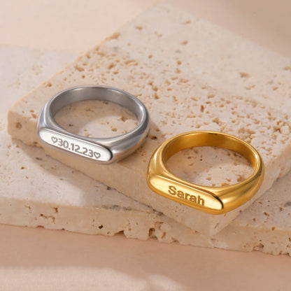 Couple Engrave Name Finger Ring Personalized Custom Gift For Woman Men Wedding Marry Love Silver Color Stainless Steel Jewelry