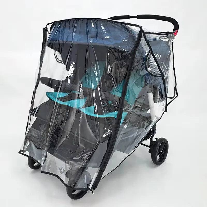 Twin Stroller Rain Cover Windshield Double Front Stroller Universal Rainproof Warm Cover Cart Raincoat Baby Stroller Accessories