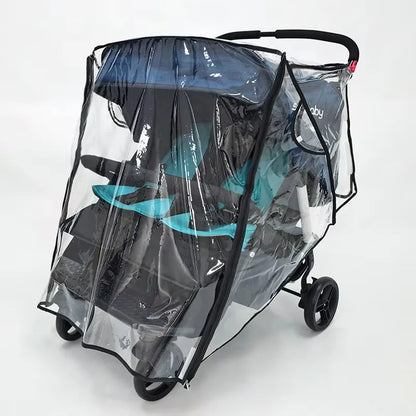 Twin Stroller Rain Cover Windshield Double Front Stroller Universal Rainproof Warm Cover Cart Raincoat Baby Stroller Accessories