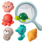 Frog Net Fishing Bath Toy Baby Floating Turtle Animal Squeeze Squeaky Pool Summer Splashing Water Toy Gift